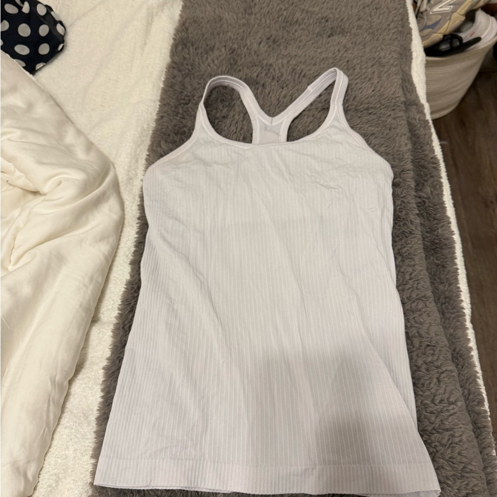 Lululemon Athletica White Ribbed Tank Top